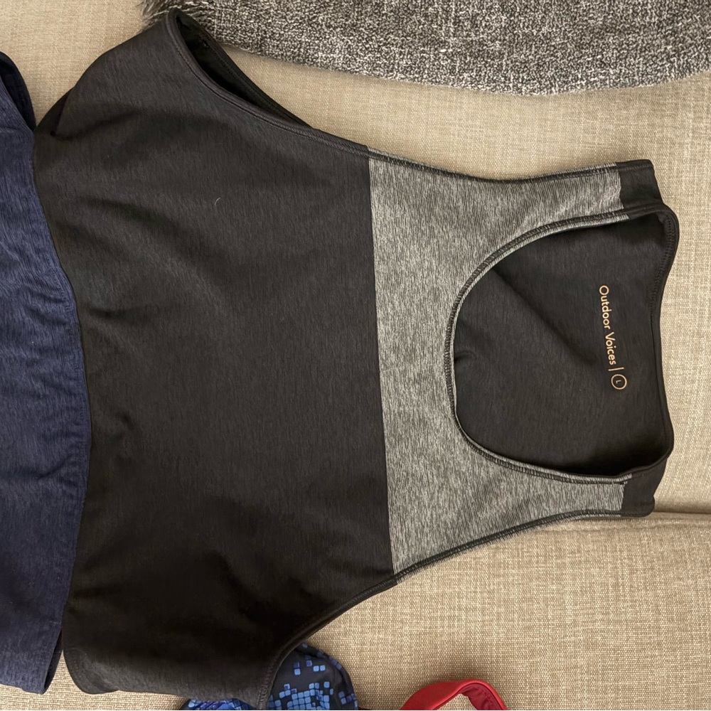 Outdoor Voices Two-Tone Black and Gray Tank